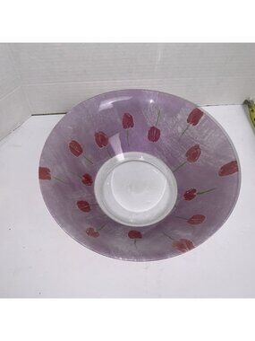 Luminarc Tulip Ciel Serving Bowl Pink/lavender Dinner Cristal France 10.5”